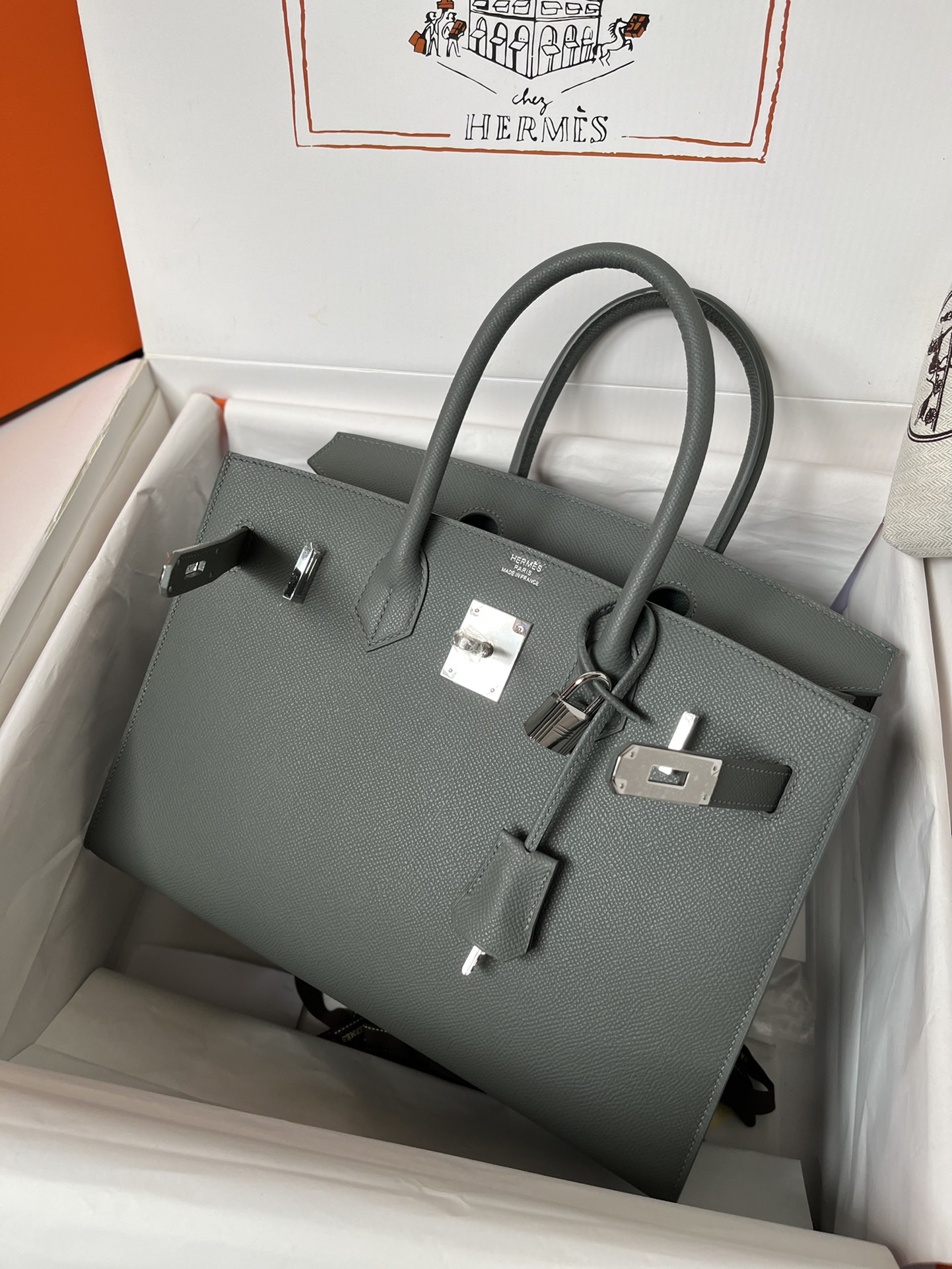 에르메스 버킨백30 그레이그린 은장 앱송